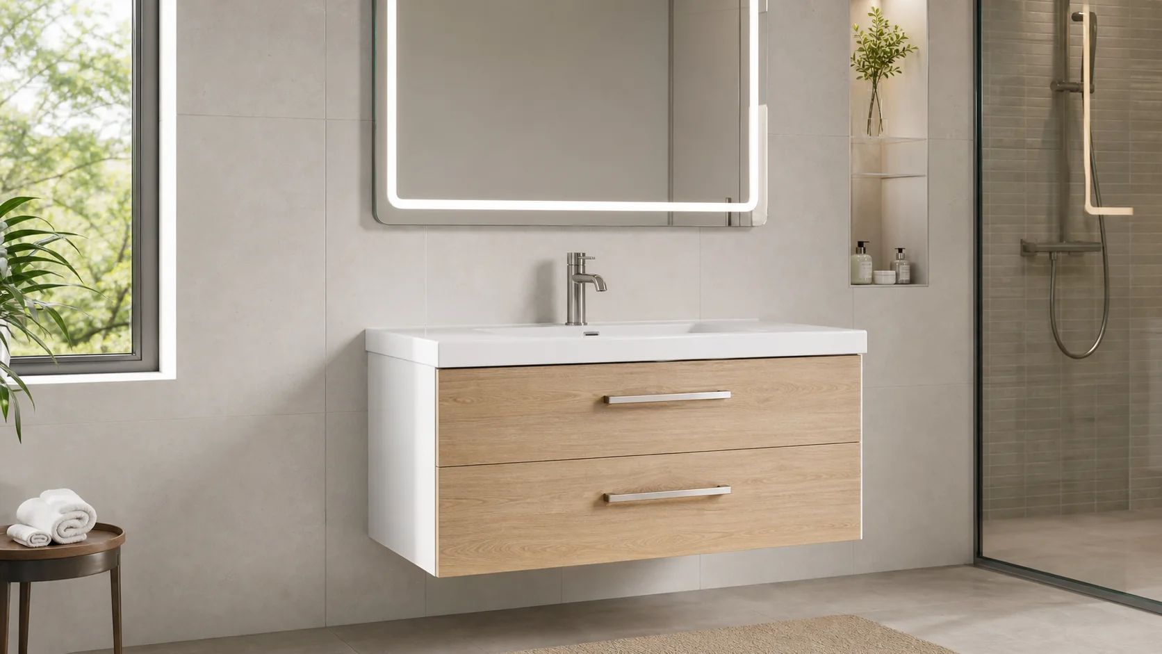 Bathroom Vanity and LED Mirror Set Supplier China - поставщик и экспортный партнер из Китая reference 1