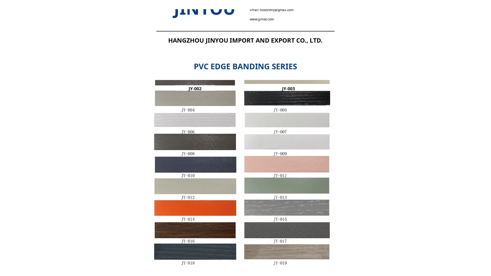 Solid Color PVC Edge Banding catalog reference
