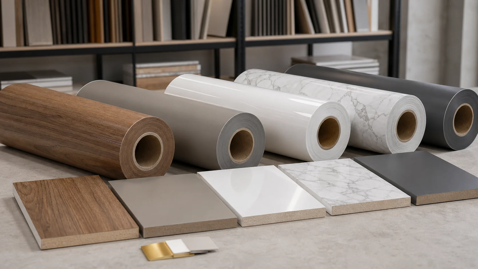Panel substrate, decorative film, adhesive and edge finish as one system